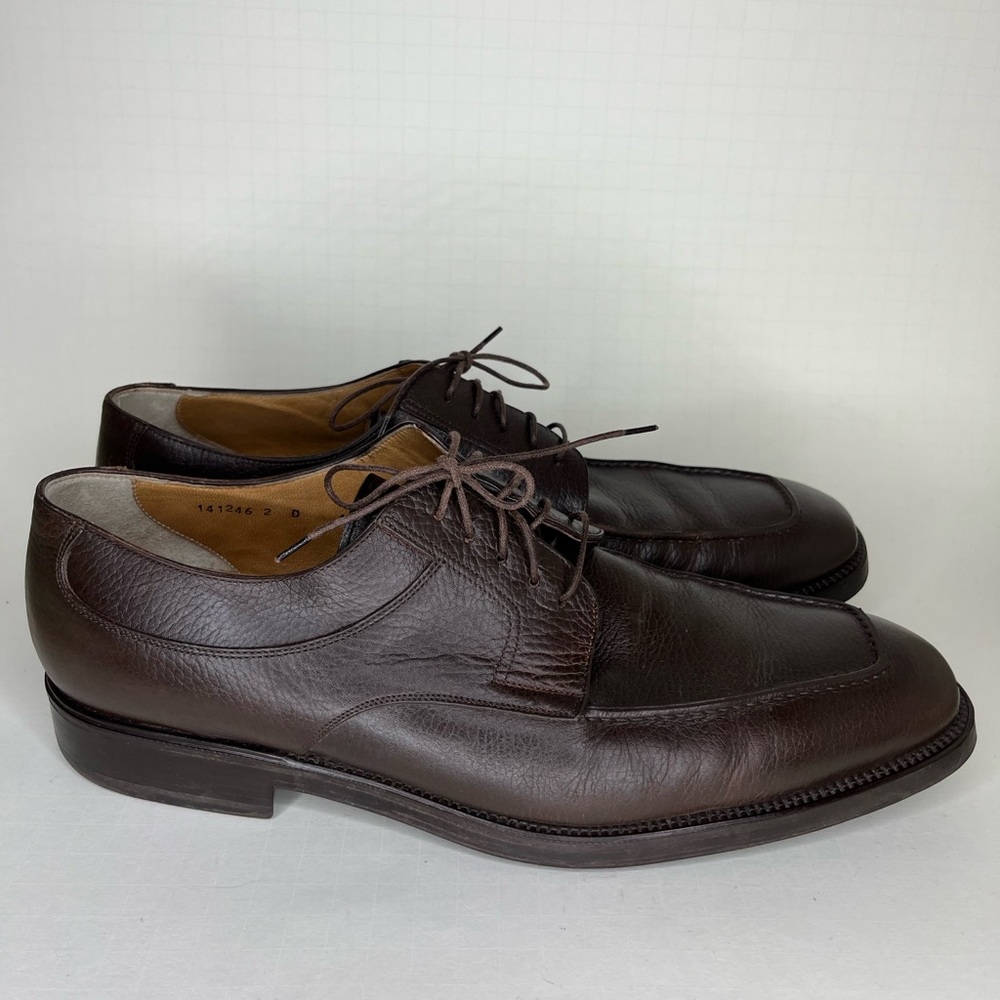 Santoni Oxfords Lace Up Dress Shoes Men Size 13D Brown Leather Made In Italy